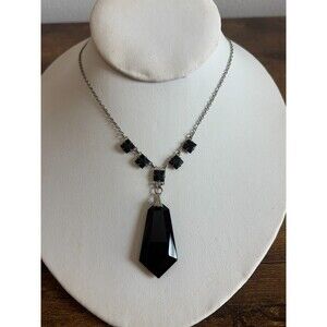 Vintage Art Deco Black Onyx Necklace 16"
